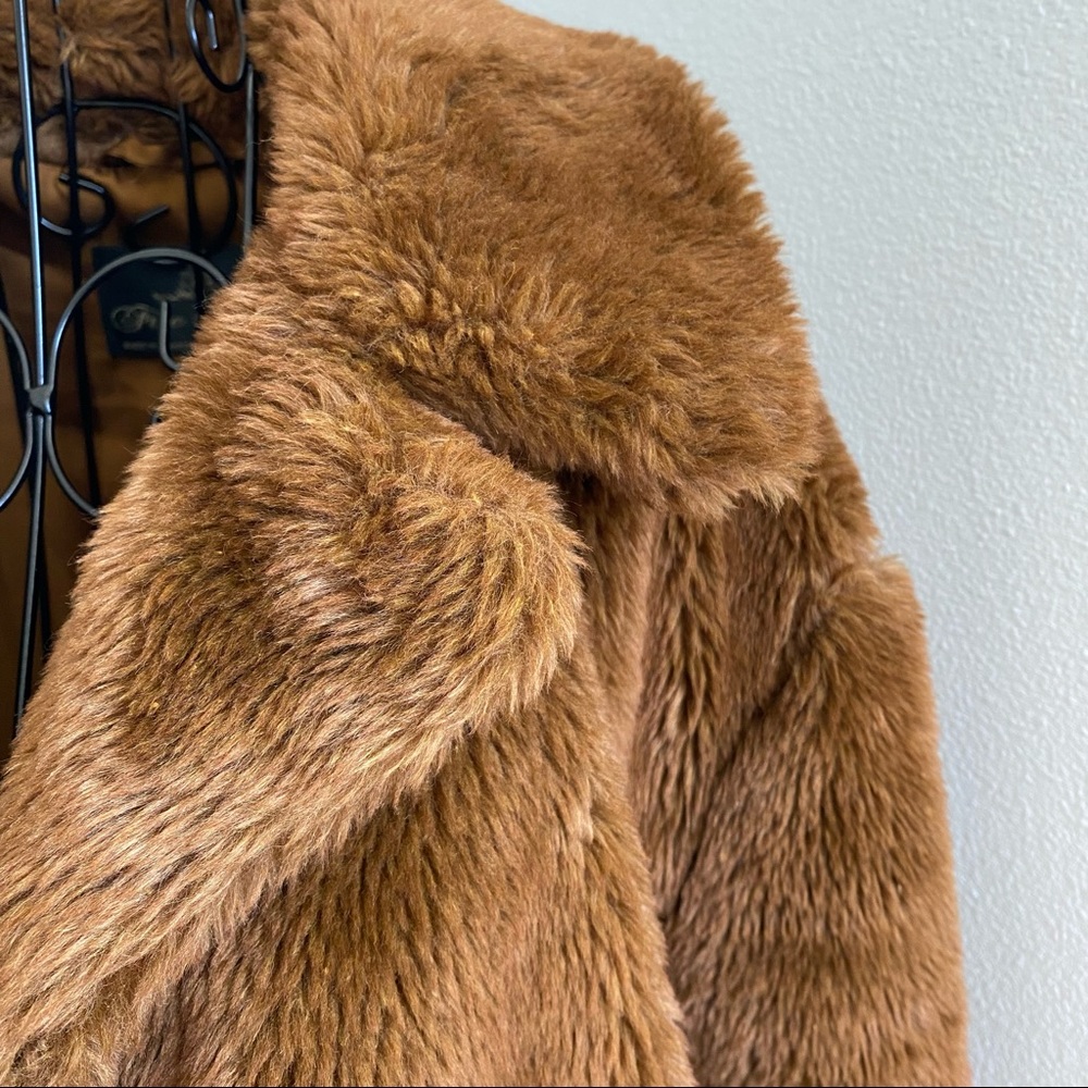 SOLD Free People Mena Cropped Brown Faux Fur Teddy Coat - Picture 4 of 10